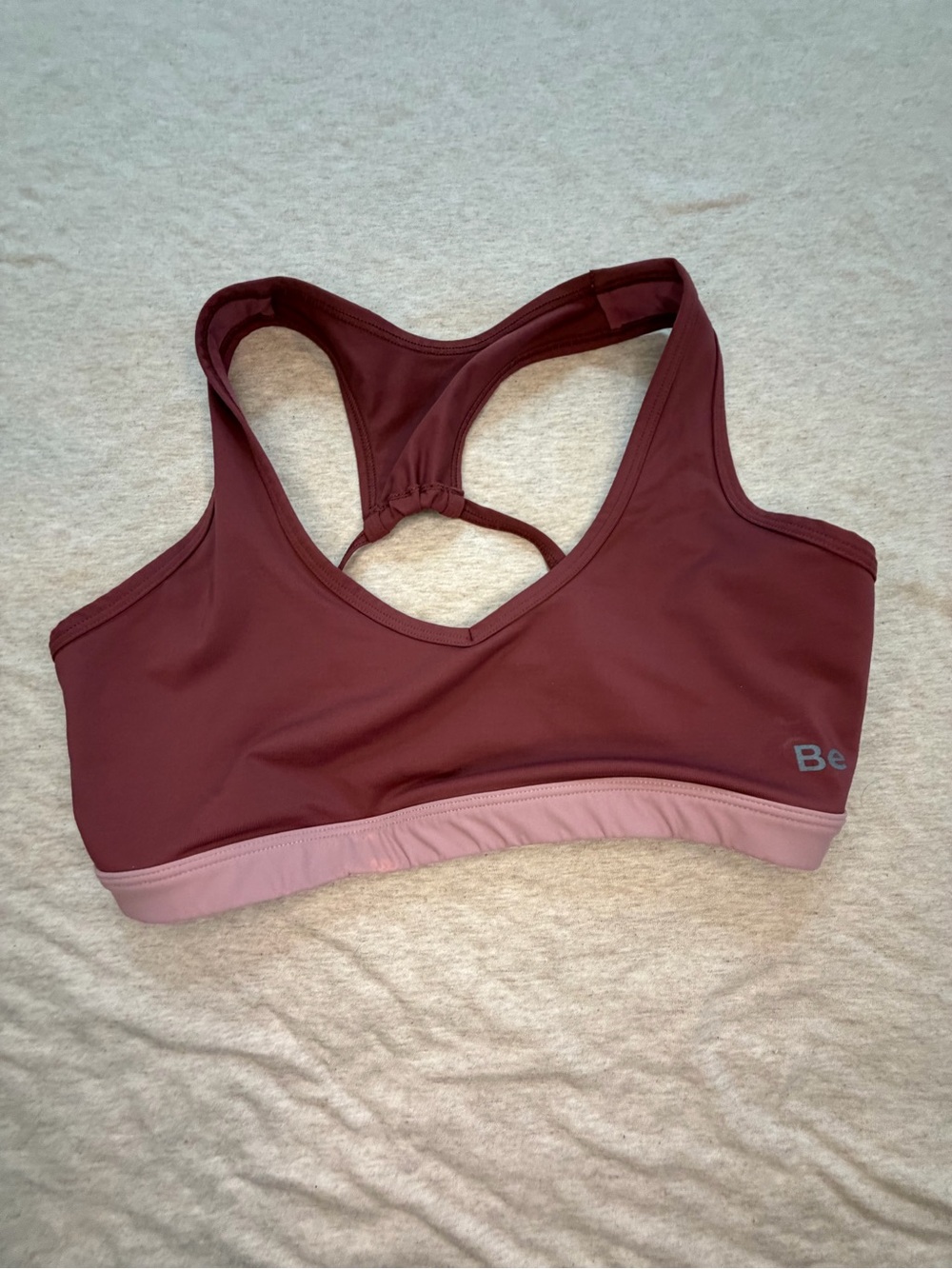 Women’s Two-Tone Burgundy & Dusty Pink Racerback Sports Bra
